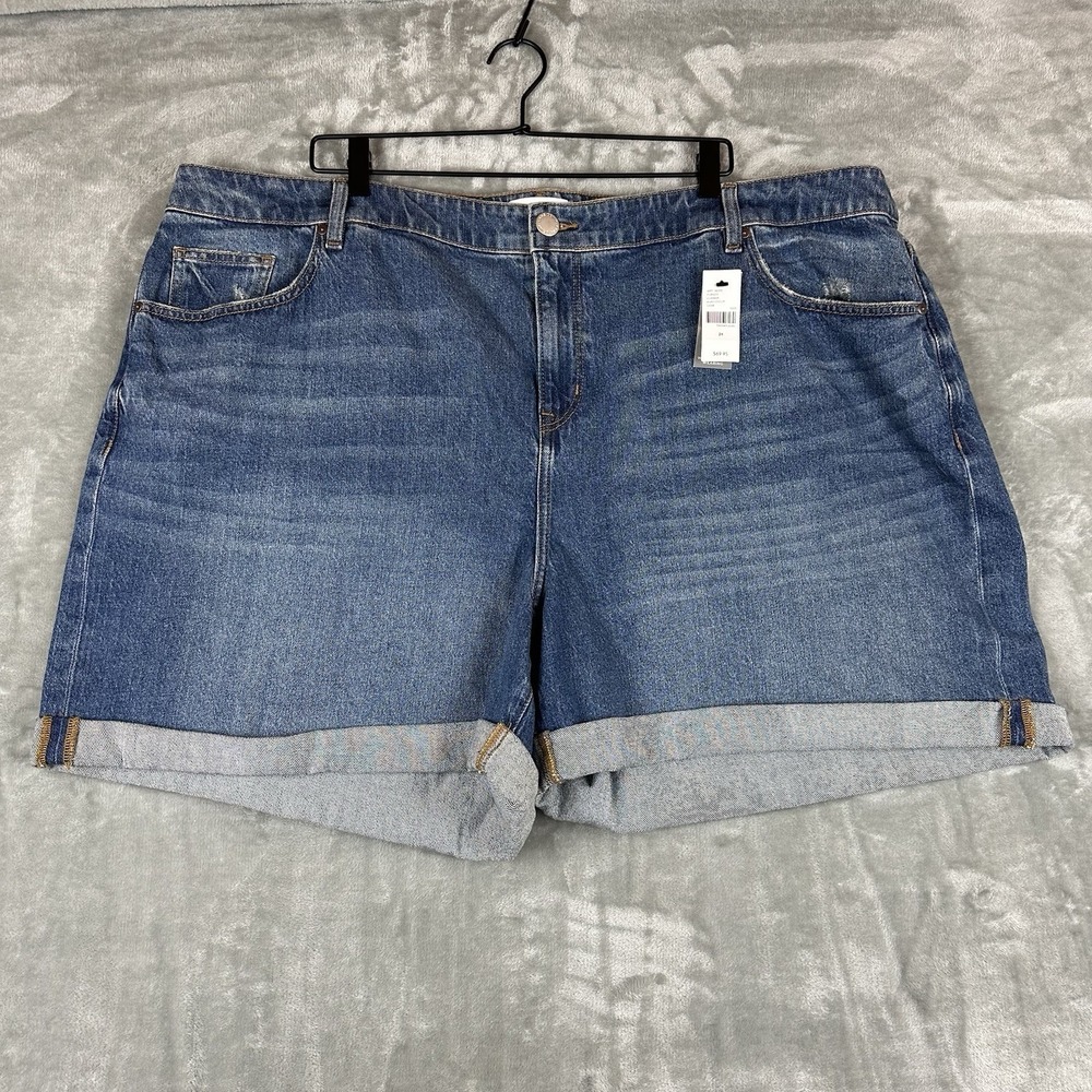 Lane Bryant Denim Boyfriend Shorts Women's 24 Blue Medium Wash Cotton Blend NEW